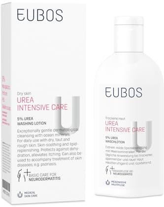 5% UREA EUBOS Waschlotion mit UREA Intensive Pflege: Sanfte tägliche Reinigung für trockene und raue Haut, reduziert Spannungsgefühl, mit Meeresmineralien, 200 ml