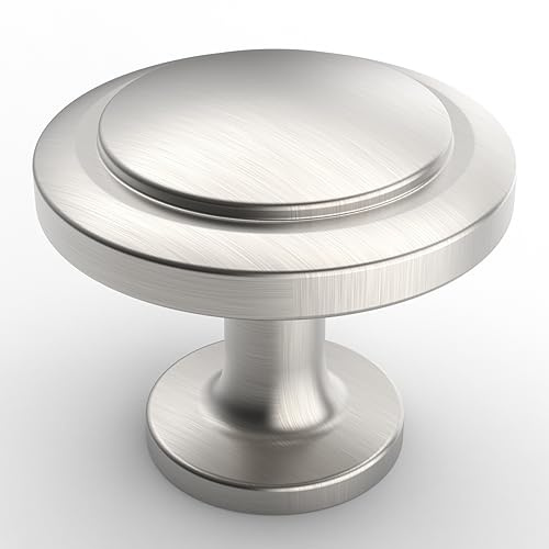 FURNIWARE 12 Pack Cabinet Hardware Sturdy Knobs, Kitchen Door Cabinet Brushed Satin Nickel Antique Solid Knobs - 1-1/4 (30mm) Diameter