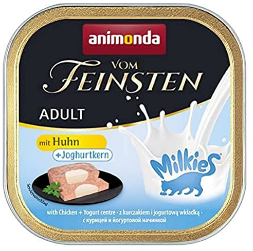 animonda finaste vuxen kattmat, våtfoder för vuxna katter, med kyckling + yoghurtkärna, 32 x 100 g