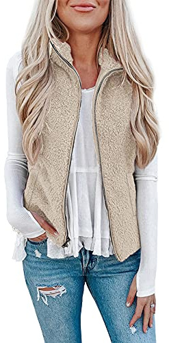 LOMON Women's Packable Lightweight Sleeveless Jacket Quilted Zip Up Vest Coat Outdoor Puffer Vest Jacket Hooded Coat with Pocket Khaki L