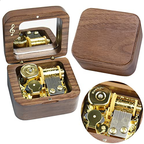 Sinzyo Howl's Moving Castle-Merry Go Round of Life Boîte à musique Vintage mécanisme en bois boîte à musique cadeau de Noël (Boîte en noyer Musical Note)