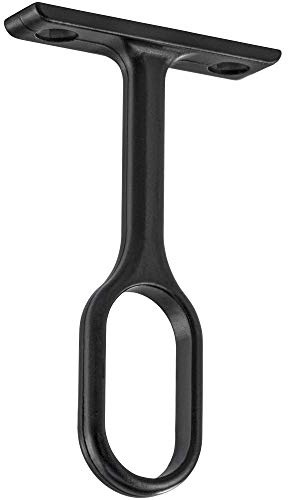 Gedotec Support central pour tringle à vêtements ovale - Tubes - En métal noir mat - Pour tringle ovale de 30 x 15 mm