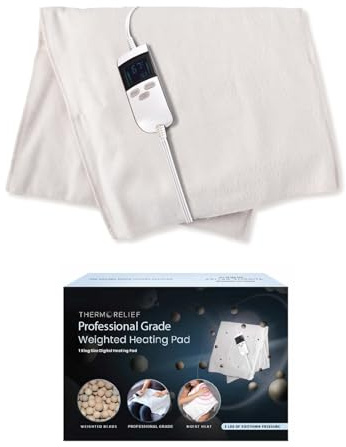 Professional Grade Heating Pad with Automatic Moist Heat by ThermoRelief, Extra HOT Heating for Deep Penetrating Heat - 2nd Gen Version (King Size Weighted King)
