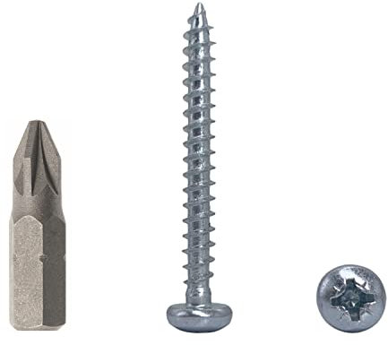 Paquete de 40 tornillos DIN 7981 de acero galvanizado de 4,5 x 40 mm, tornillos para madera de aglomerado con cabeza de bandeja, tornillo universal Pozi Drive (40, 4,5 x 40 mm)