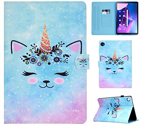 Vaitasy Hülle Kompatibel mit Lenovo Tab M10 (3rd Gen) 10.1 Zoll 2022 (TB-328FU/ TB-328XU), Multi-Angle Cover mit Filp Book Schutzhülle für M10 3rd Generation - Einhorn