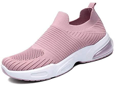 Zapatillas Deportivas Ortopedicas Mujer Sin Cordones, Antideslizantes Zapatos Casual Running Deporte de Malla con ColchóN de Aire para DiabéTicos, Ligeras y Transpirables(Size:37EU,Color:Rosado)