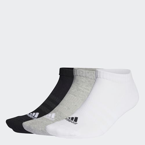 adidas Unisex adulto Cushioned Low-Cut Socks 3 Pairs, Medium Grey Heather/White/Black, 42-45