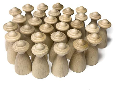 Spieltz große Menschen-Spielfiguren aus Holz, Personen mit Hut groß, Höhe 4 cm (20/40 mm), für Brettspiele. Made in Germany (Rohholz, unbehandelt, 30 Figuren)