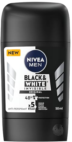 NIVEA Invisible stick da uomo nero e bianco, confezione da 2, 2 x 50 ml, protezione da 48 ore