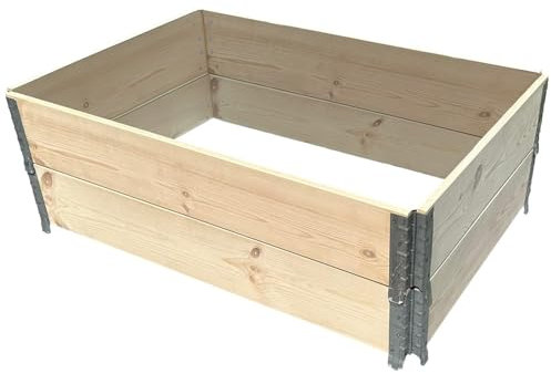 2 x Palettenrahmen Hochbeet PR12080x2 aus Holz, 120x80x39 cm groß, faltbar, steckbar und stapelbar, Hochbeet für Garten, Obst, Pflanzen, Blumen, Gemüse und Kräuter