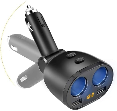 Auto-Zigarettenanzünder-Adapter, 12 V/24 V DC Ausgang Splitter mit Dual-USB-Port, kompatibel mit Handy, Android, Samsung, GPS, Auto-Recorder, Radarwarner usw.