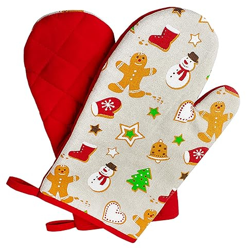 Guantes para horno Kitchen de Navidad, color rojo, 1 par, categoría II hasta 250 °C, producto probado y certificado