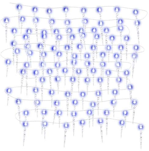 vidaXL Eiszapfen Lichterkette, Weihnachtsbeleuchtung mit 200 LEDs, Wasserdicht Weihnachtsdeko mit 8 Beleuchtungsmodi, Weihnachtslicht für Innen Außen, Blau 20 m Acryl PVC