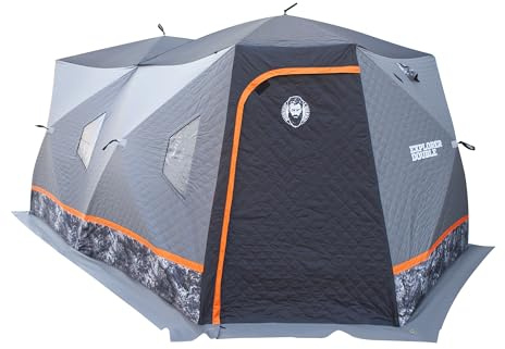 Nordic Legend Explorer Double Ice Shelter 8 Person Portable Wide Bottom Insulated Ice Fishing Tent