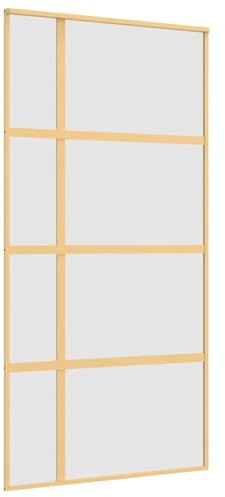 vidaXL Puerta Corredera, Puerta Corrediza, Panel de Privacidad, Puerta Decorativa para Granero Hogar, Vidrio ESG Esmerilado y Aluminio Dorada