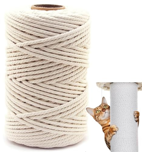 Sisal Rope for Cat Scratcher Hemp Twine Rope for for Scratching Post Tree Replacement, Hemp Rope for Repairing, Recovering or DIY,4mm by164 Feet