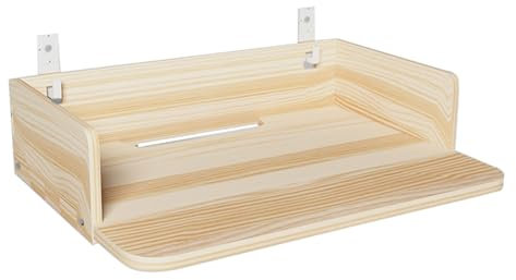 BURLOE Beamer Stand Wood, Soporte De Proyector Bandeja Libre Perforada Sólida para Colgar Soporte De Proyección De Soporte De Pared,26CM