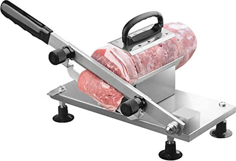 Affettatrice per Uso Domestico o Commerciale,Affettatrice per Carne congelata Affettatrici manuali per Carne in Acciaio Inossidabile con Lama da 200 mm per Uso Domestico Manzo Mont