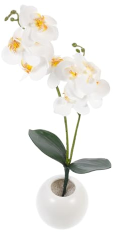 Cabilock Fleur Orchidée Phalaenopsis Artificielle Pot Décoration De Table pour Maison Et Mariage sans Entretien Réaliste Et