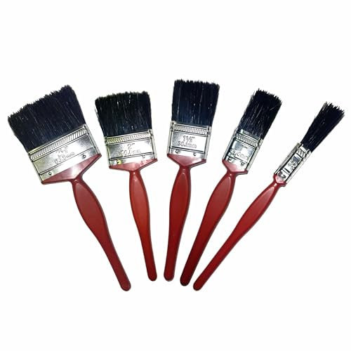 Walls Ceilings Paint Brush Set With No Loss Of Bristles Pure Bristle Paintbrushes Heavy Duty Decorating Gloss Woodwork Furniture Metal Plasterboard Indoors Outdoor Painting 5Pcs (0.5 1 1.5 22.5)