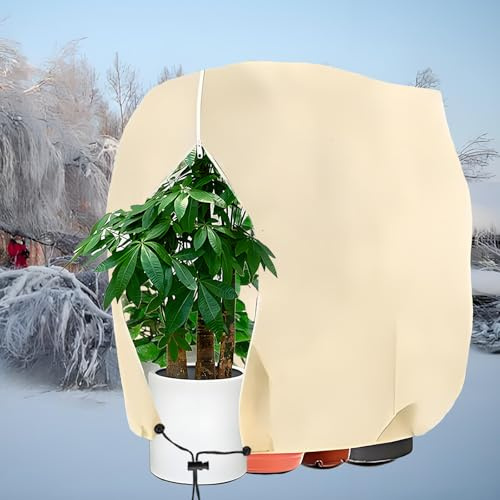ZOZIJIU Winterschutz für Pflanzen -Pflanzenschutz Winter üBerwinterungszelt mit Reißverschluss &Zugband Frostschutz Pflanzen Haube Winterschutzvlies für Kübelpflanzen Palmen Olivenbaum（60x80cm/2PCS）