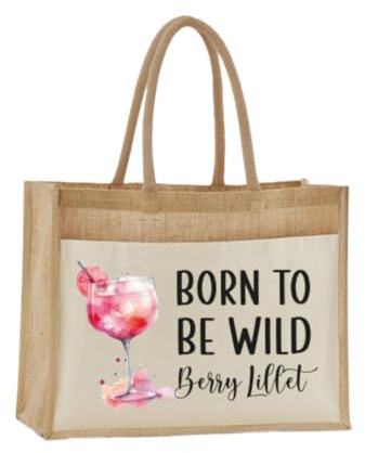 Tassenbrennerei Jutetasche - Born to be Wildberry Lillet - Shopper, Strandtasche oder als Geschenk-Tasche - Geschenkidee, Geschenkset für Frauen, Kollegin