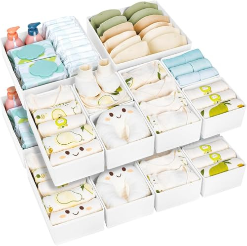 Homsorout Organizer Armadio Organizer Cassetti - 15 Pezzi Separatori per Cassetti Divisori per Cassetti Organizzatore Cassetti, per Calze, Biancheria Intima, Bianco