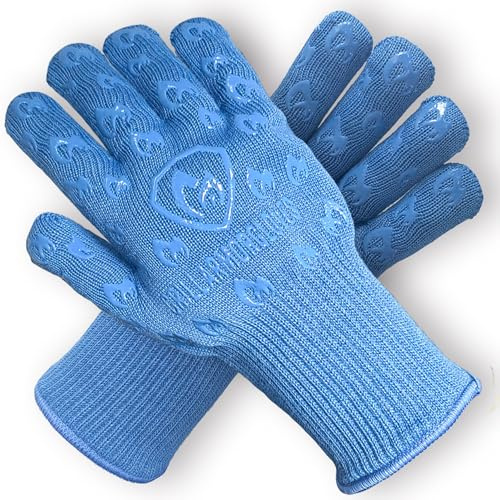 Grill Armor Oven Gloves with Fingers – Extra Long Cuff, 932°F Heat, Fire & Cut Resistant Mitts for BBQ, Grill, Cooking, Grilling, Baking & Smoker