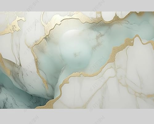 MZOwallpaper Papier Peint Intissé Marbre Cyan Poster Tableaux Muraux Tapisserie Photo Trompe L'Oeil Salon Chambre Art Mural 200Cm(L) X140Cm(H)