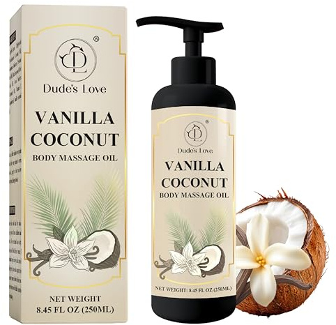 Vanilla Coconut Body Massage Oil - Hydratisierendes, pflegendes und entspannendes Öl mit natürlichem Vitamin E & ätherischen Ölen, 250 ml