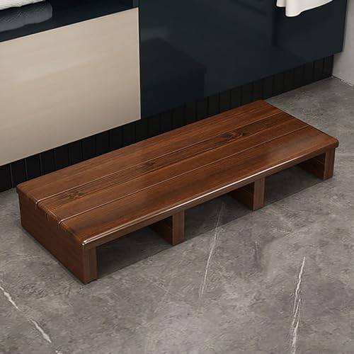 Tritthocker aus massivem Holz für Hochbetten, 15 cm Höhe, rutschfeste Unterseite, für den Innen- und Außenbereich, Braun, 100 x 30 x 15 cm