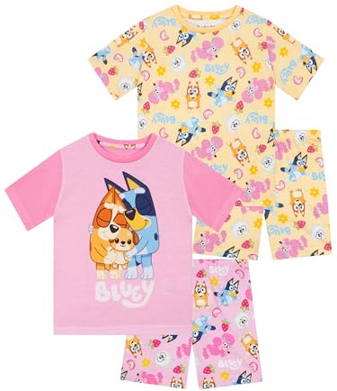 Bluey Pyjamas | Bingo Flickpyjamas | 2-Pack Barnpyjamas | Set Med 2 Flickpyjamasar | Rosa 128