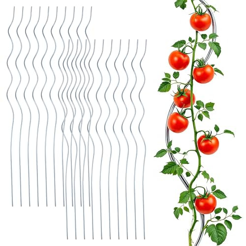 Tomaten Spiralstab verzinkt 110 cm 20er Set | Metall, Rankstab für Tomatenpflanzen, Kletterhilfe, Pflanzenstütze