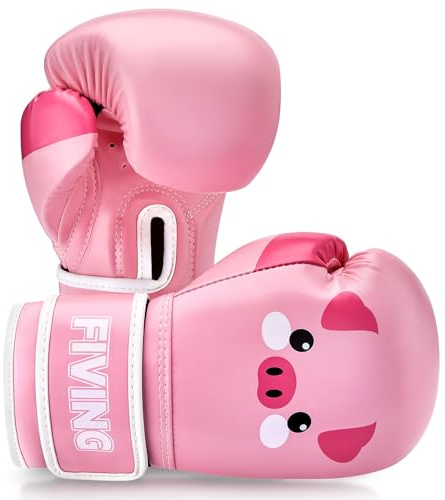FIVING Barnboxningshandskar, panda design, 4–6 oz, ventilerande mesh, integrerat handledsskydd, för 3–9 år (rosa, 4 oz)