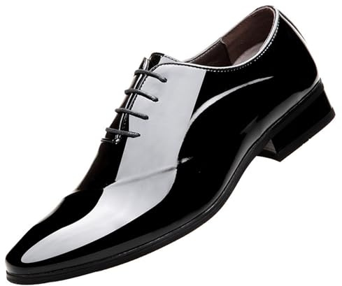 Scarpe da uomo nere, in pizzo, scarpe in vernice da uomo, traspiranti, casual, da lavoro, antiscivolo, in pelle, per il tempo libero, Oxford, elegante, Monkstrap, Nero , 42 EU
