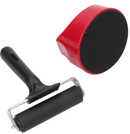 Rouleau D'impression Kit Rouleau en Caoutchouc Souple avec Ensemble de Baras, Structure en Plastique de Structure en Métal Robuste Rouleau de Brayer en Caoutchouc pour