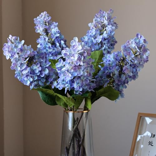 OUKEYI 2 hortensias artificiales, hortensias sintéticas, 28.7 pulgadas, grandes ramos de hortensias falsas de tacto real para boda, hogar, fiesta, jardín, granja, oficina, decoración de hotel (azul
