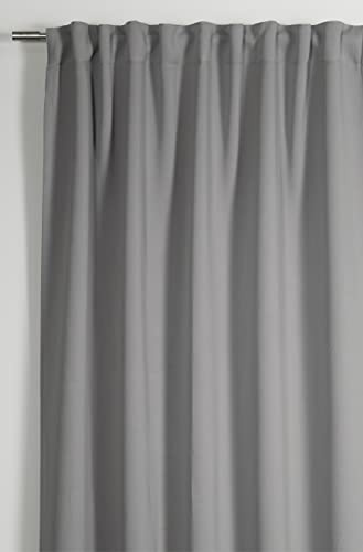 Sehlbach Tenda pronta per l'uso con fettuccia, Dimout uni, Grigio, 140 x 175 cm, A risparmio energetico in inverno, Termoresistente in estate, Opaco, Drappeggio perfetto, Eleganza senza tempo