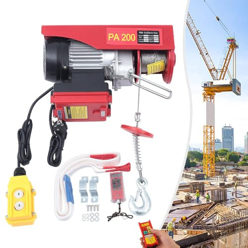 ZZwansuGE Electric Hoist Crane, 200-1000kg Electric Winch, 12/20/30m Lifting Height, Single (10m/min)/Double Sling (5m/min), With Wireless Remote Control + Anti-Collision Protection,500kg-12m