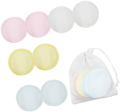 PartyKindom 8 piezas Almohadillas Desmaquillantes Reutilizables de Algodón Suaves y Absorbentes con Bolsa de Malla para Limpieza Facial Diaria Aptas para Sensible de Unidades