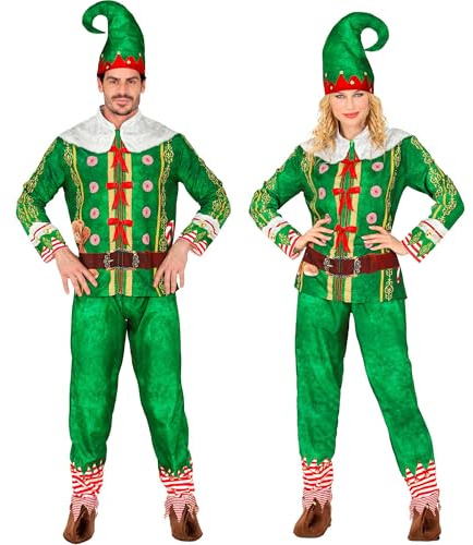 W WIDMANN MILANO Party Fashion - Elfen Kostüm Set mit Oberteil, Hose und Mütze, komplettes Outfit für Weihnachten, Karneval