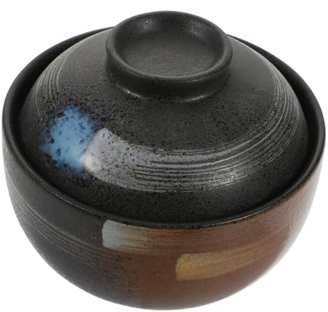 VICASKY Ciotola per Zuppa in Ceramica con Coperchio Pentola in Stile Vintage Servizio Tavola per Casa Ristorante e Campeggio Decorativa e Pratica per Brodi e Nest di Nido Edibile