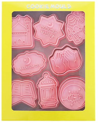 8 Easy to Use Eid Cookie Cutter Set Eid Fondant Cookie Stamp Set Baking Tools for Making Beautiful Holiday Treats
