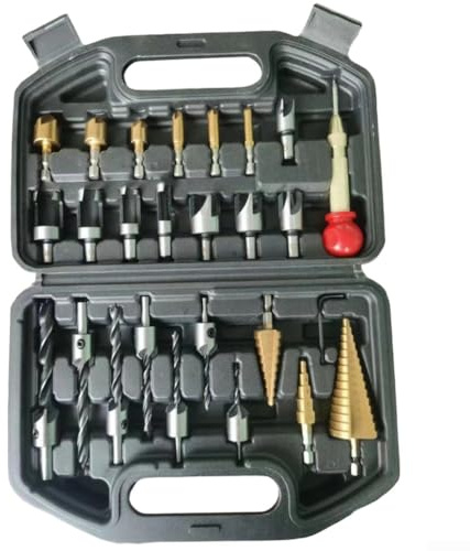 Lot de 26 forets pour le travail du bois, pointeau pagode central, pointeau central à trois points et cinq cannelures, outils de chanfreinage de précision (10 pièces)
