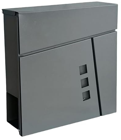 Boîte aux Lettres Relaxdays à Compartiment à journaux, HxLxP:37,5x37x10,5cm, DIN C4, étanche, 4 clés, Anthracite