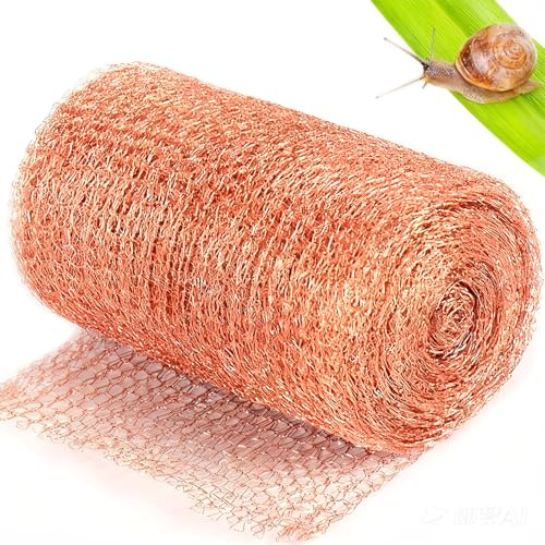 IBOPUXIU Nastro di Rame per Lumache, Recinzione per Lumache, Rete in Rame a Doppio Strato 12,7cm x 6m, Rame Puro al 100%, Filo di Rame Contro Lumache e Chiocciole, Repellente per Lumache e Chiocciole