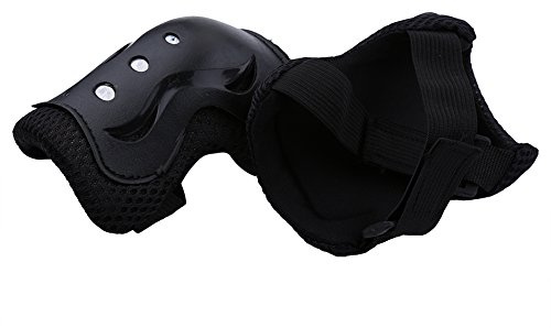 Xiuganpo Rodilleras Protectores De Muñequeras para Niños Deportes Al Aire, 6 Piezas/Juego Protección Sólida Transpirable para Patinaje Sobre Ruedas, Ciclismo, 4-16 Años (BLACK)