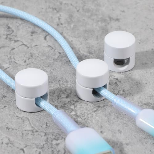 Yuanchu 3 Sets Cable Organiser Clips, Adhesive Cable Holder Clips White Adjustable Magnetic Wire Organiser for Mobile Phone Charging Home Office Car Desk Chandelier Swag Ceiling Lights Hook, White