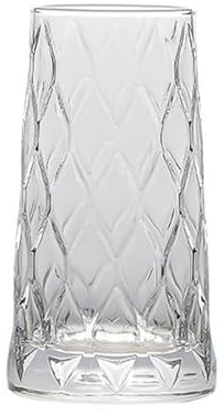 Vasos de vidrio Vasos for beber con relieve de diamante, vasos whisky vidrio transparente texturizado soplado a mano para jugo(Medio)