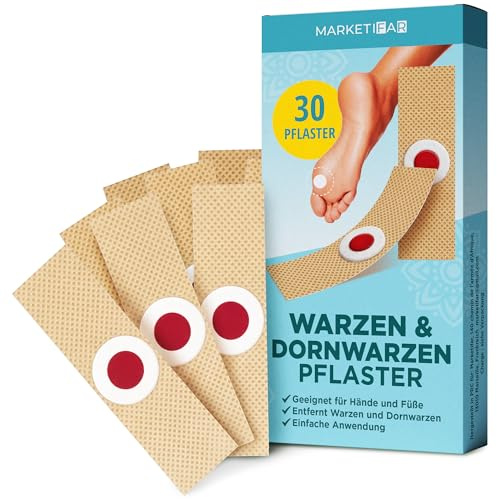MARKETIFAR Dornwarzen Pflaster Warzenpflaster - 30 Stück - Fußpflege mit Salicylsäure | Hühneraugen Entferner Hühneraugenpflaster - Ideal für Erwachsene Und Kinder ab 4